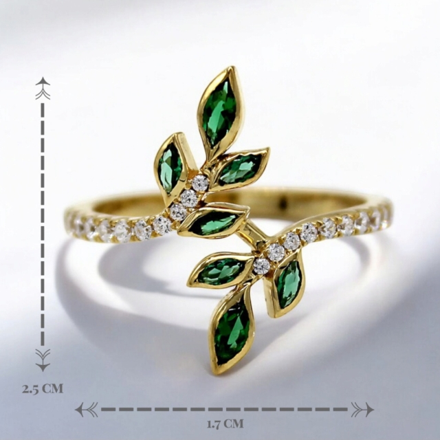 Emerald Leaf Ring
