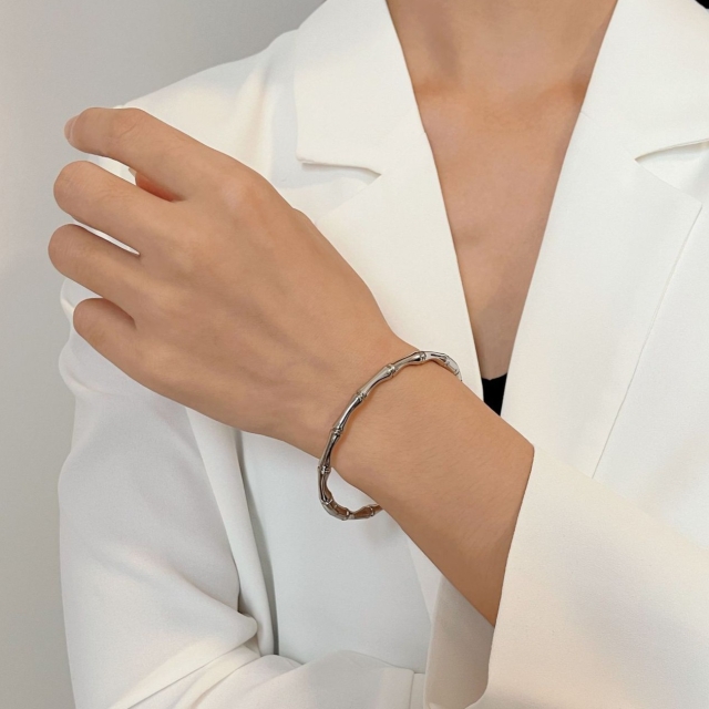Bamboo Bangle Silver