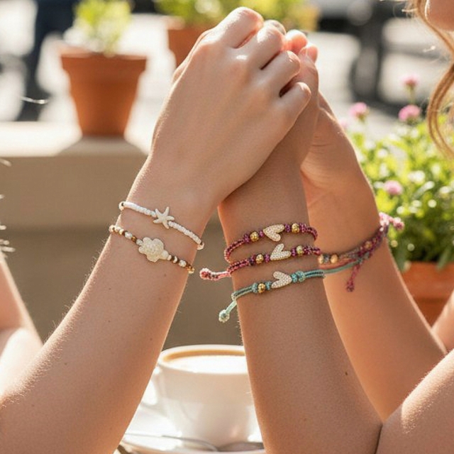 Pink Heart Rope Bracelet 