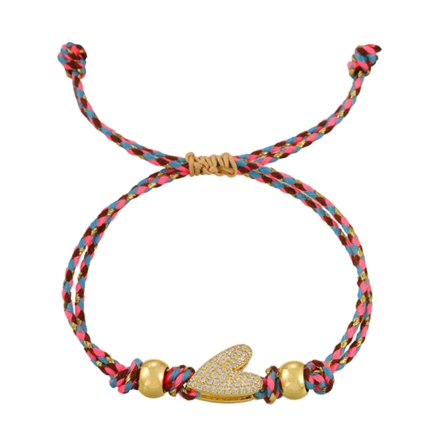 Pink Heart Rope Bracelet 