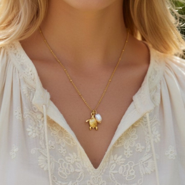 Gold Turtle Necklace 